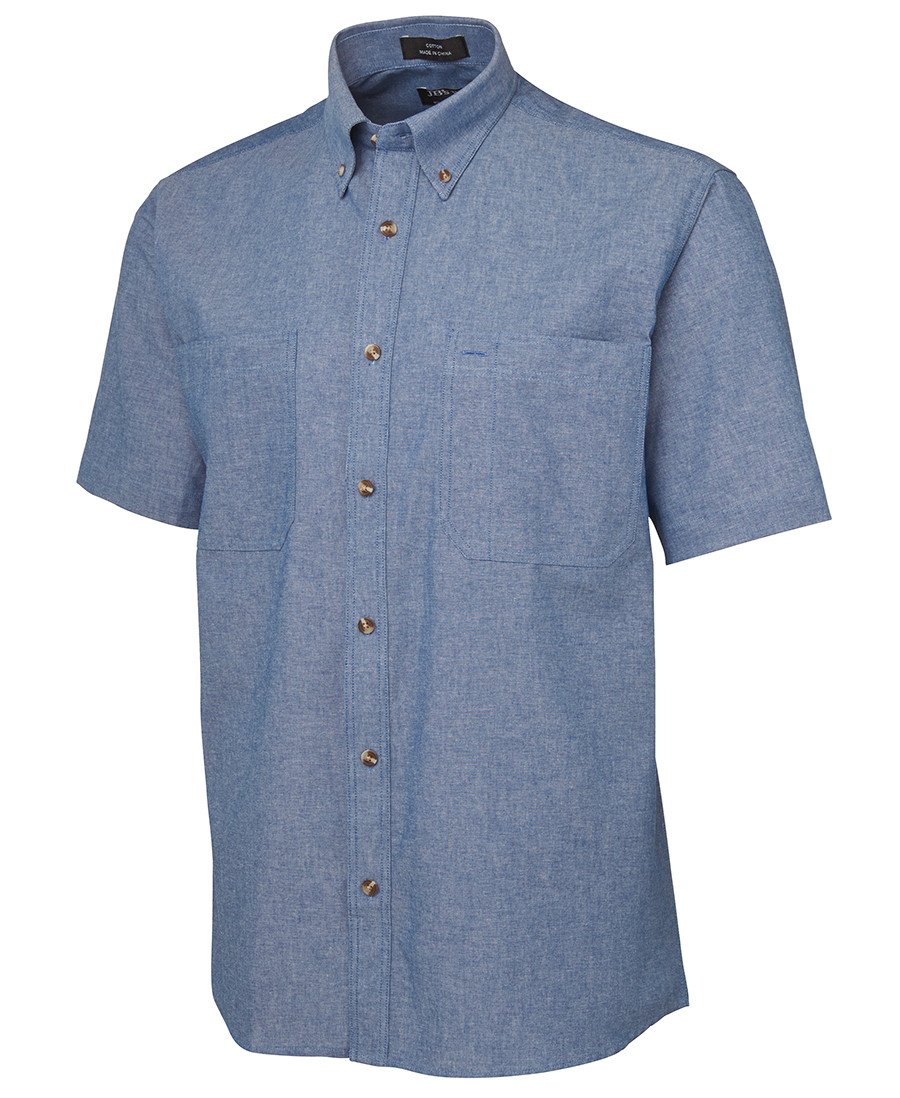 BWC4CUS Cotton Chambray S/S Shirt Blue Stitch