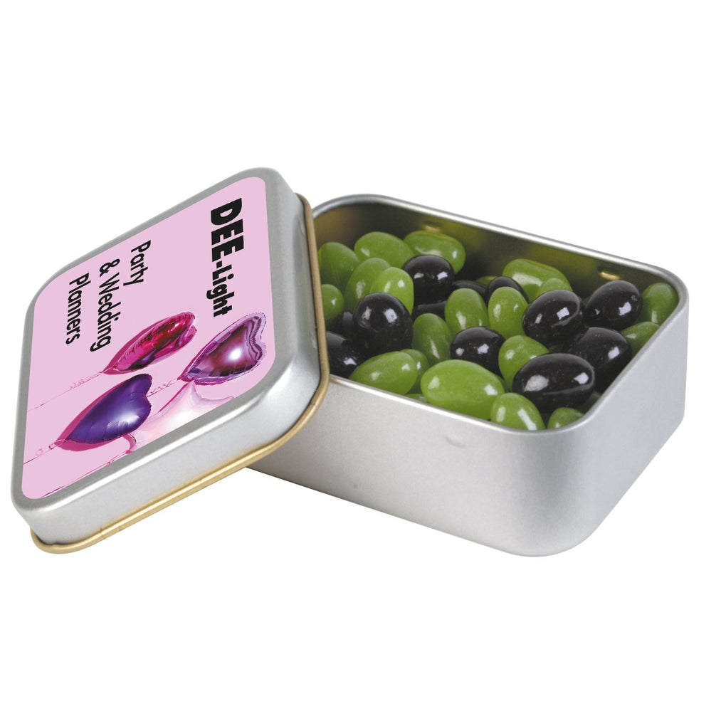 BWP Corporate Colour Mini Jelly Beans in Silver Rectangular Tin